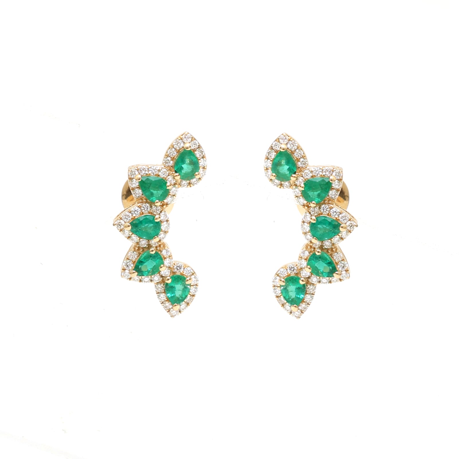 JPERG-3474/9057 Emerald Diamond Earring | 18K