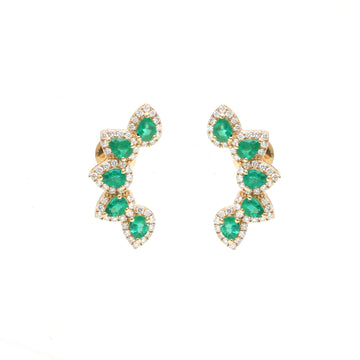 JPERG-3474/9057 Emerald Diamond Earring | 18K