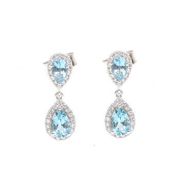 JPERG-3476/9099 Aquamarine Diamond Earring | 18K