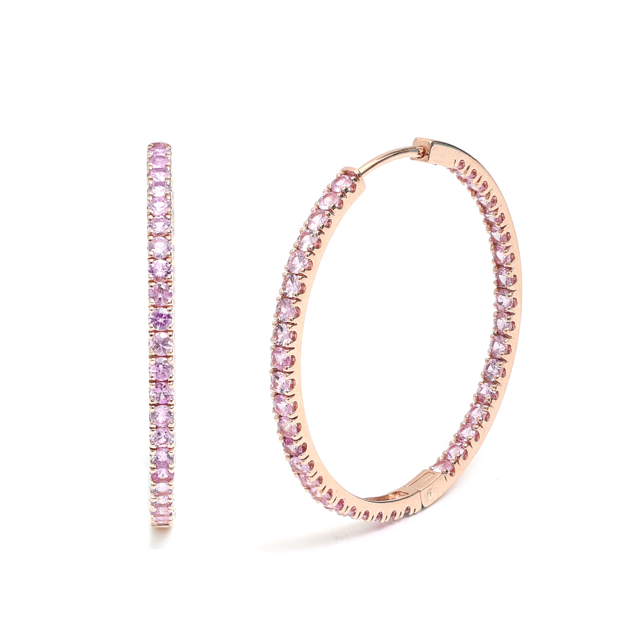 JPERG-347/2014 Pink Sapphire Hoops Earring | 18K