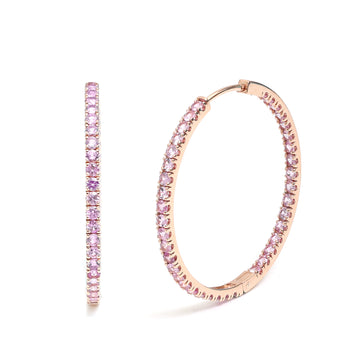 JPERG-347/2014 Pink Sapphire Hoops Earring | 18K