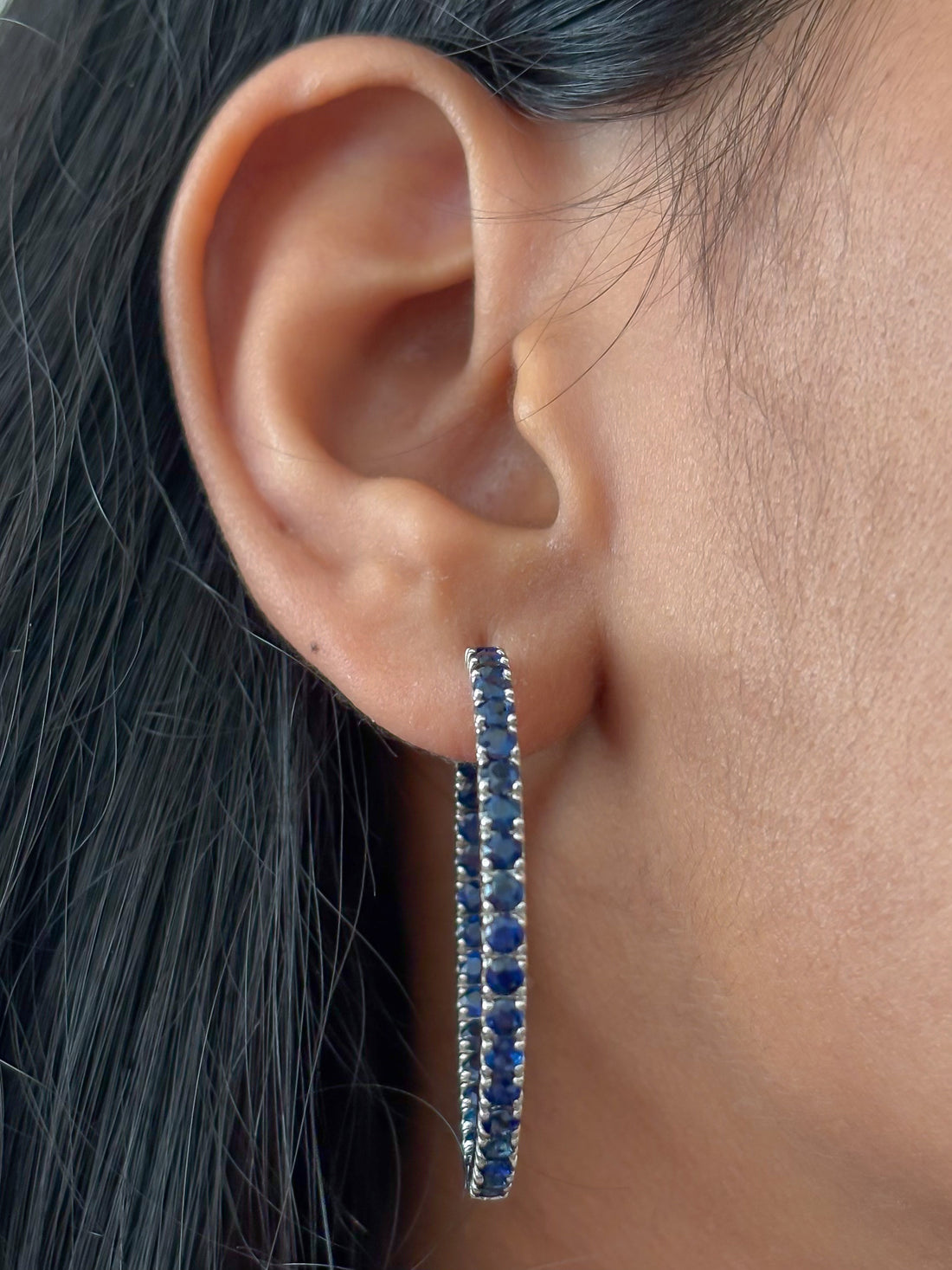 JPERG-348/2015 Blue Sapphire Hoops  Earring | 18K