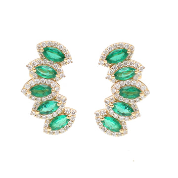 JPERG-3480/9103 Emerald Diamond Earring | 18K