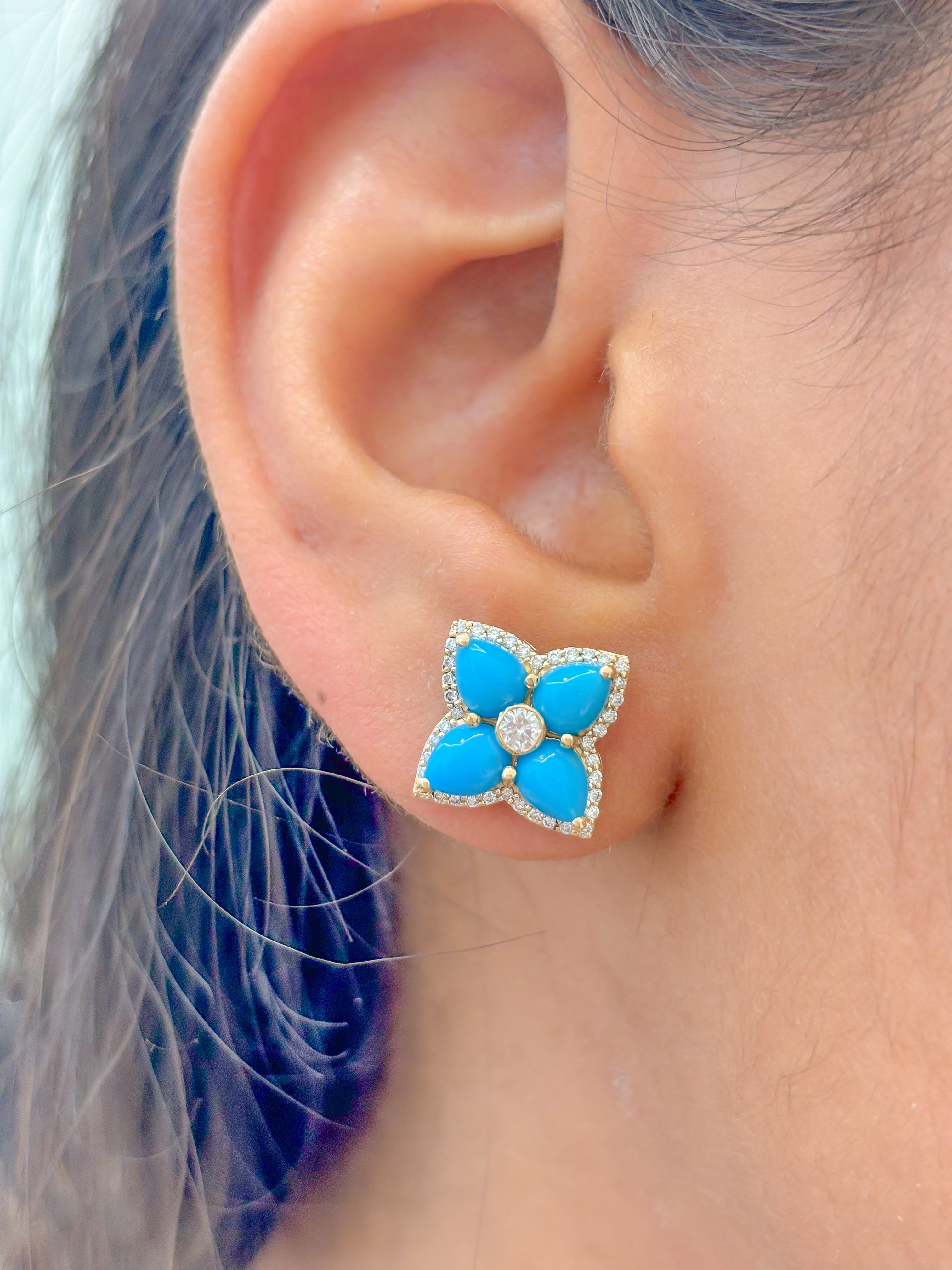 JPERG-3483/9223 Turquoise Diamond Earring | 18K