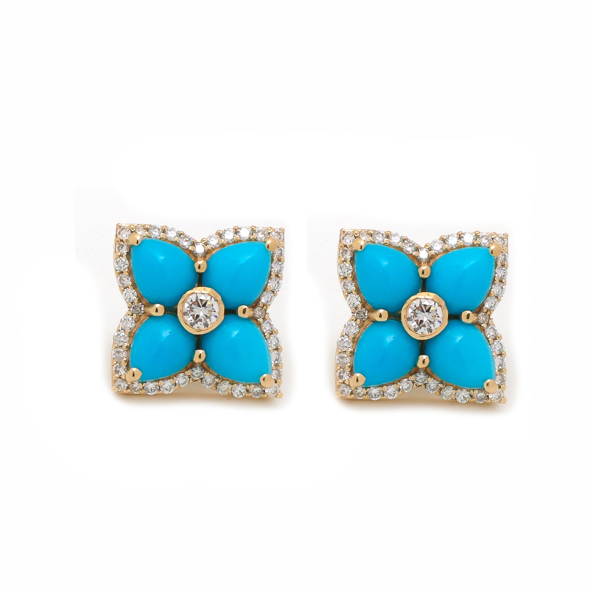 JPERG-3484/9224 Turquoise Diamond Earring | 14K