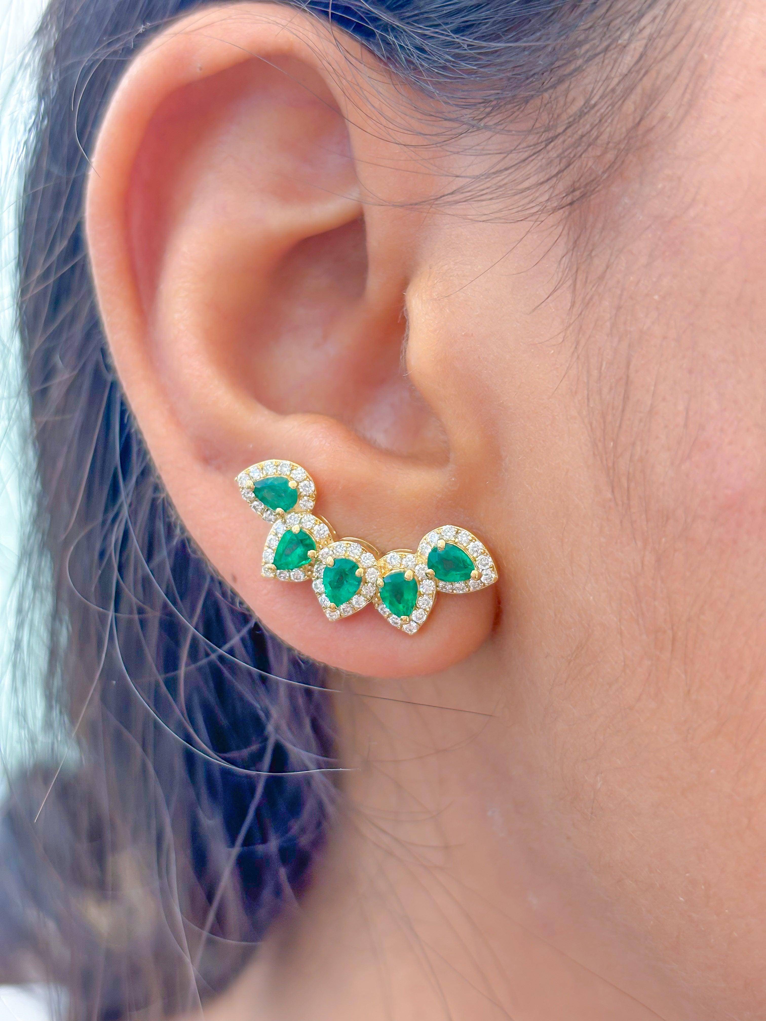 JPERG-3485/9225 Emerald Diamond Earring | 18K