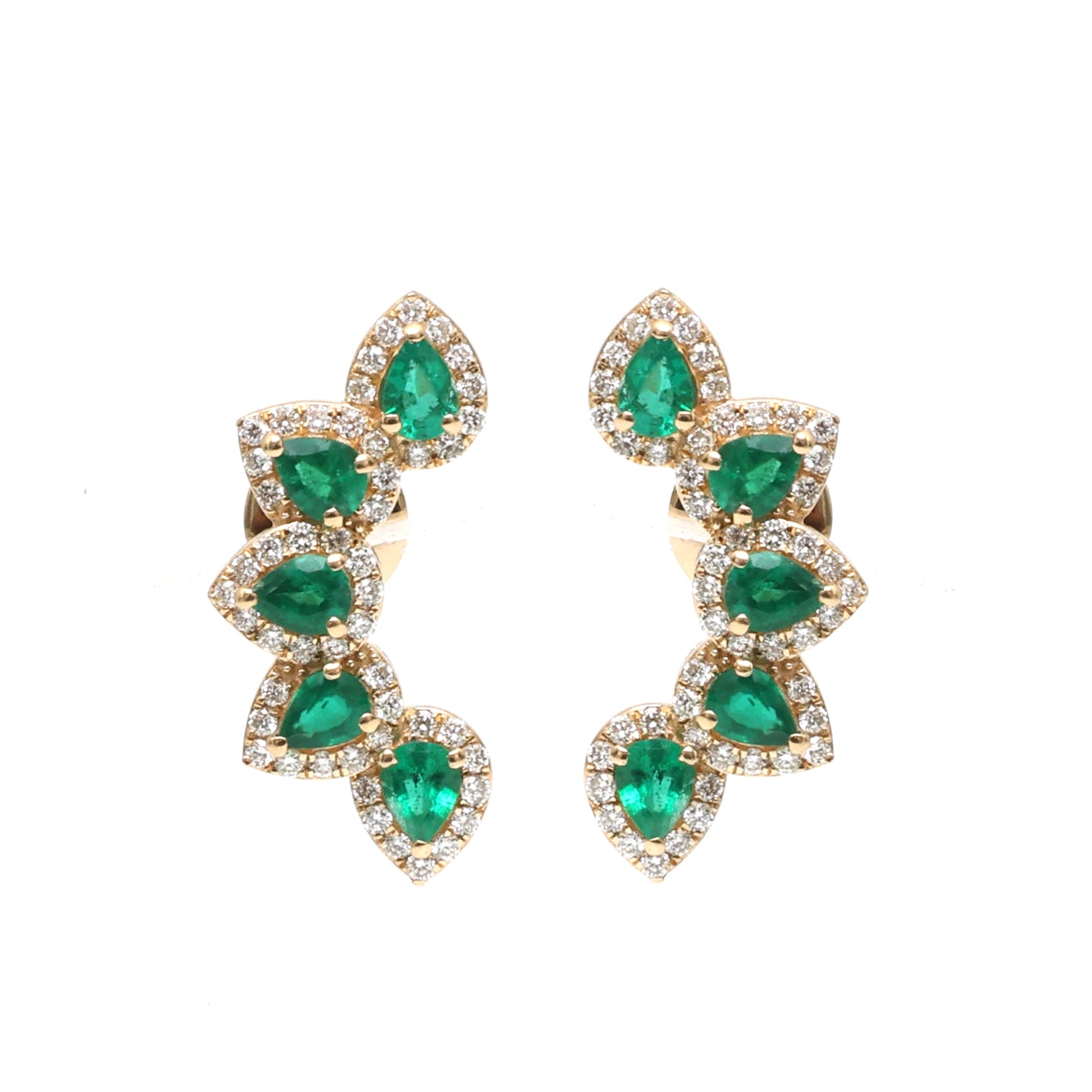 JPERG-3485/9225 Emerald Diamond Earring | 18K