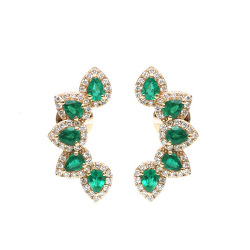 JPERG-3485/9225 Emerald Diamond Earring | 18K