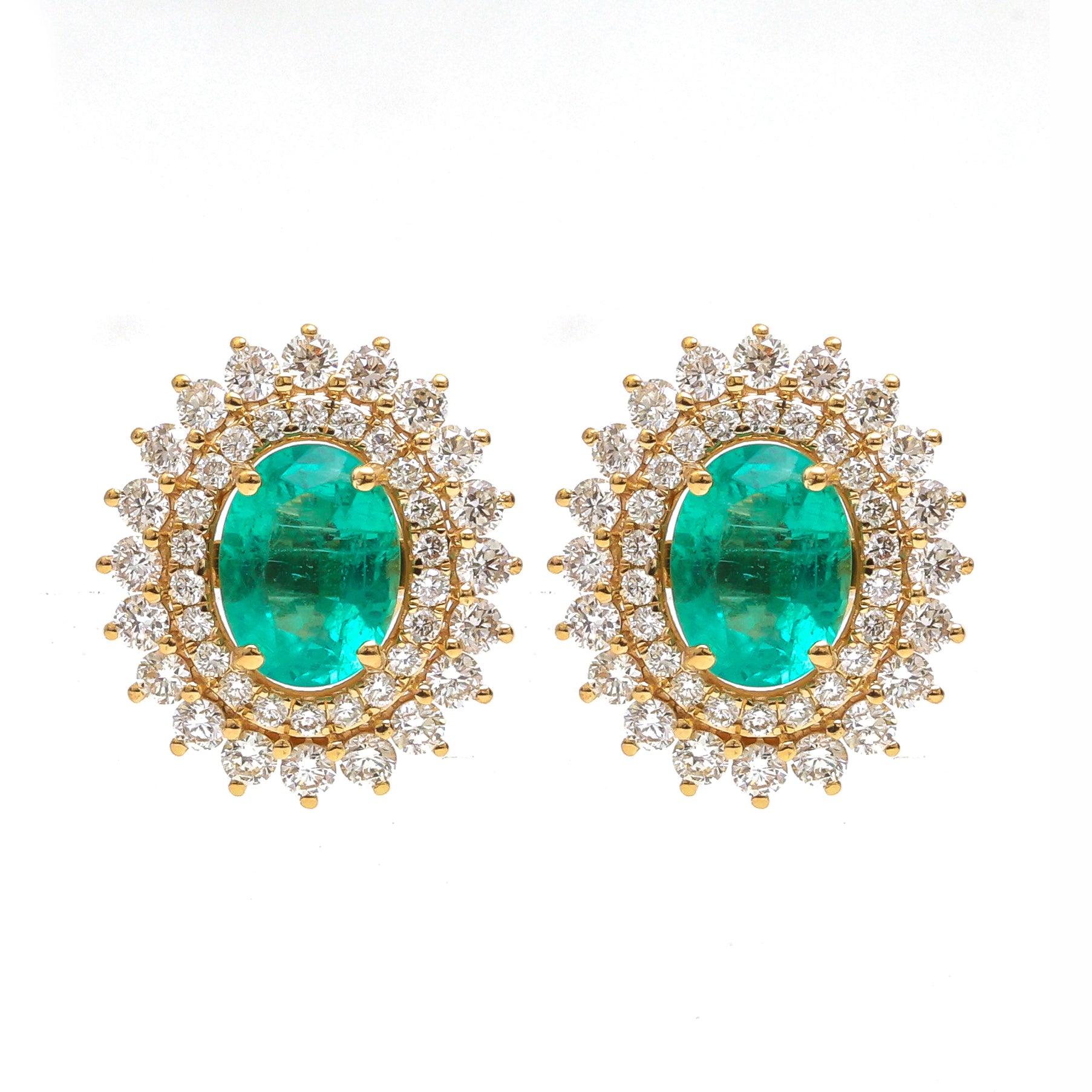 JPERG-3487/9296 Emerald Diamond Earring | 18K