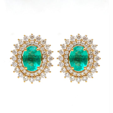 JPERG-3487/9296 Emerald Diamond Earring | 18K