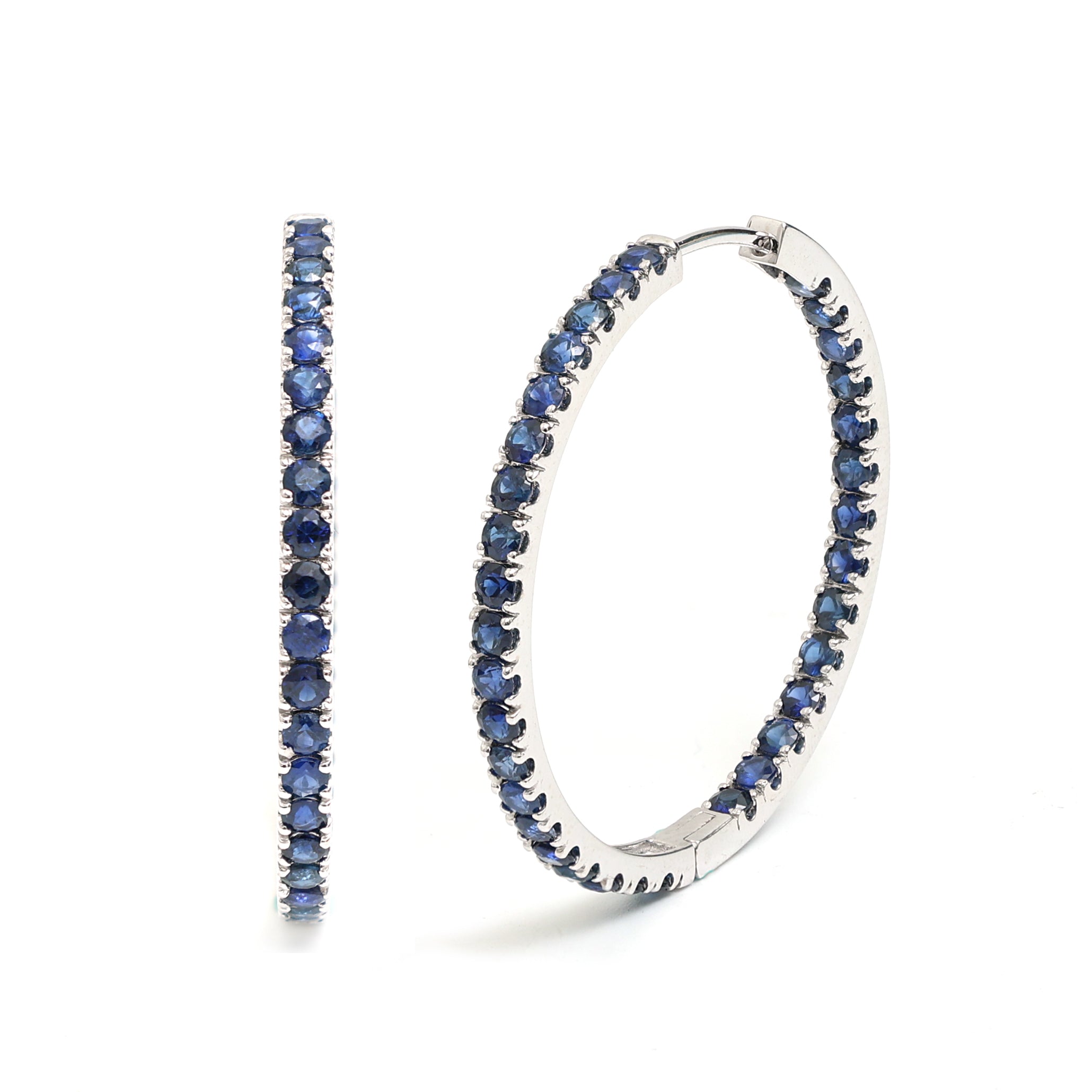 JPERG-348/2015 Blue Sapphire Hoops  Earring | 18K