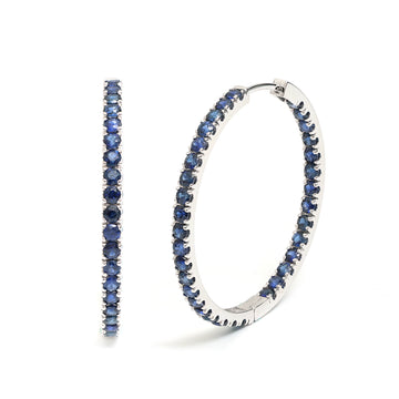 JPERG-348/2015 Blue Sapphire Hoops  Earring | 18K