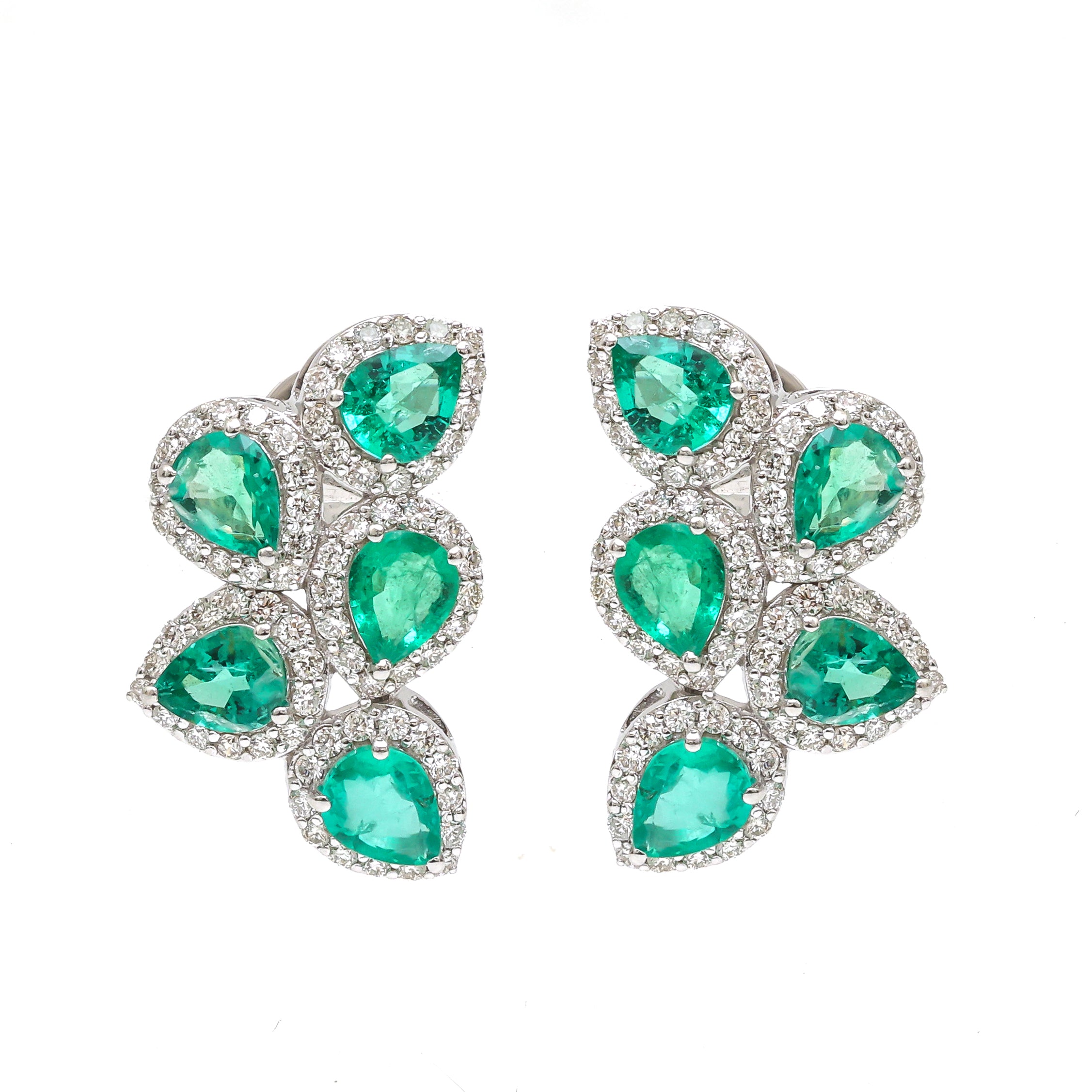 JPERG-3491/9300 Emerald Diamond Earring | 18K