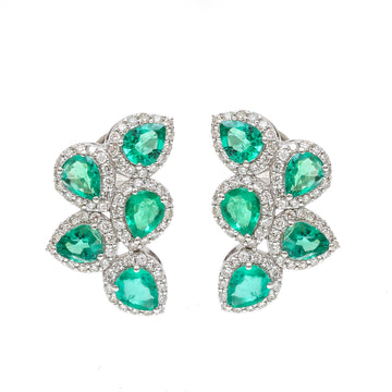JPERG-3491/9300 Emerald Diamond Earring | 18K