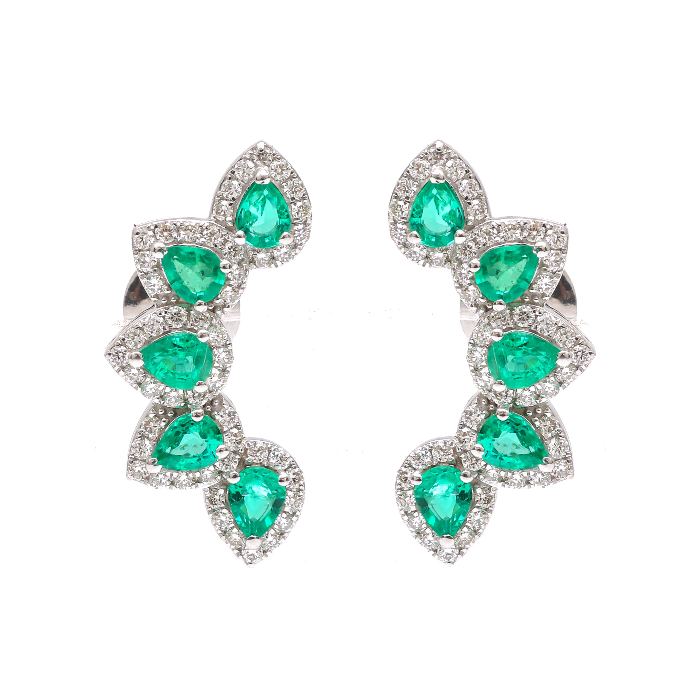 JPERG-3493/9355 Emerald Diamond Earring | 18K