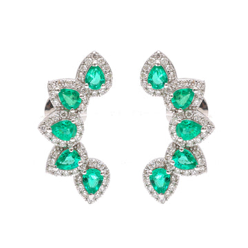 JPERG-3493/9355 Emerald Diamond Earring | 18K