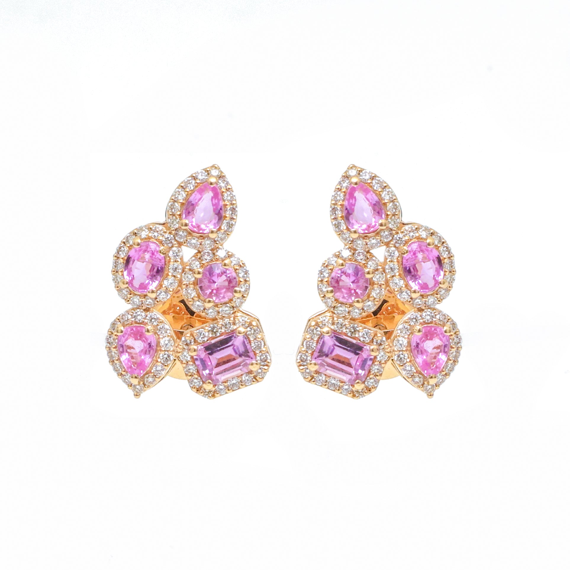 JPERG-3495/9357 Pink Sapphire Diamond Earring | 14K