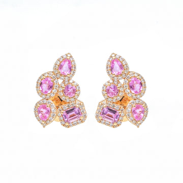 JPERG-3495/9357 Pink Sapphire Diamond Earring | 14K