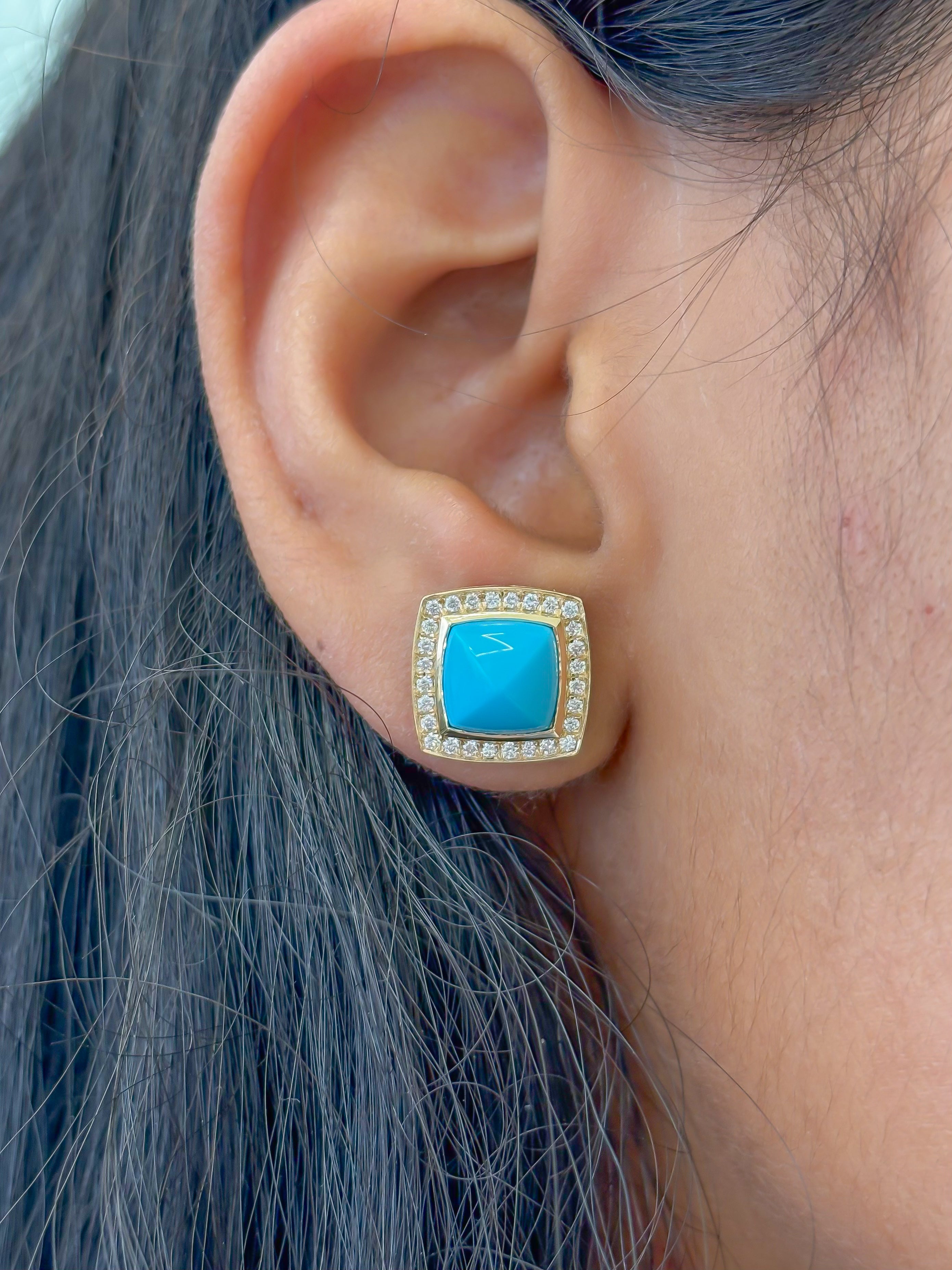 JPERG-3500/9362 Turquoise Diamond Earring | 14K