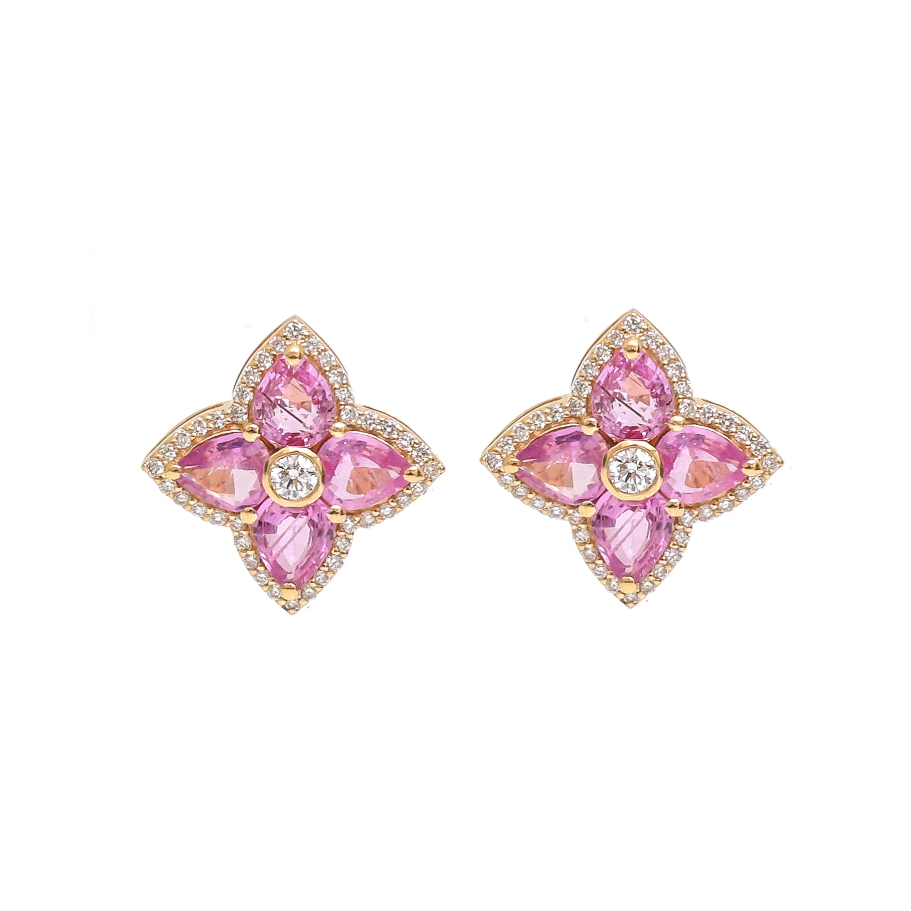 JPERG-3503/9392 Pink Sapphire Diamond Earring | 18K