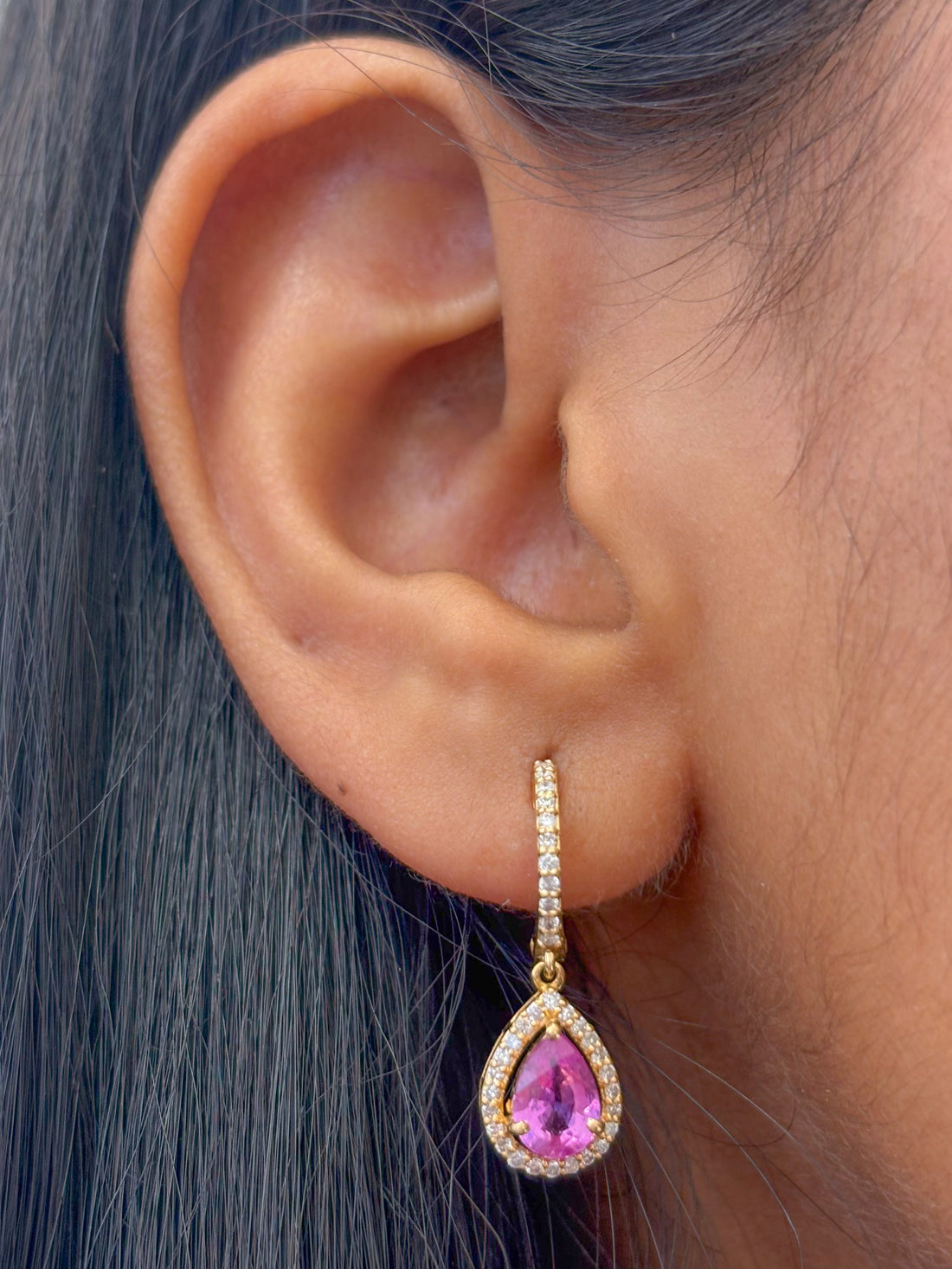 JPERG-351/2022 Pink Sapphire Hoops  Earring | 18K