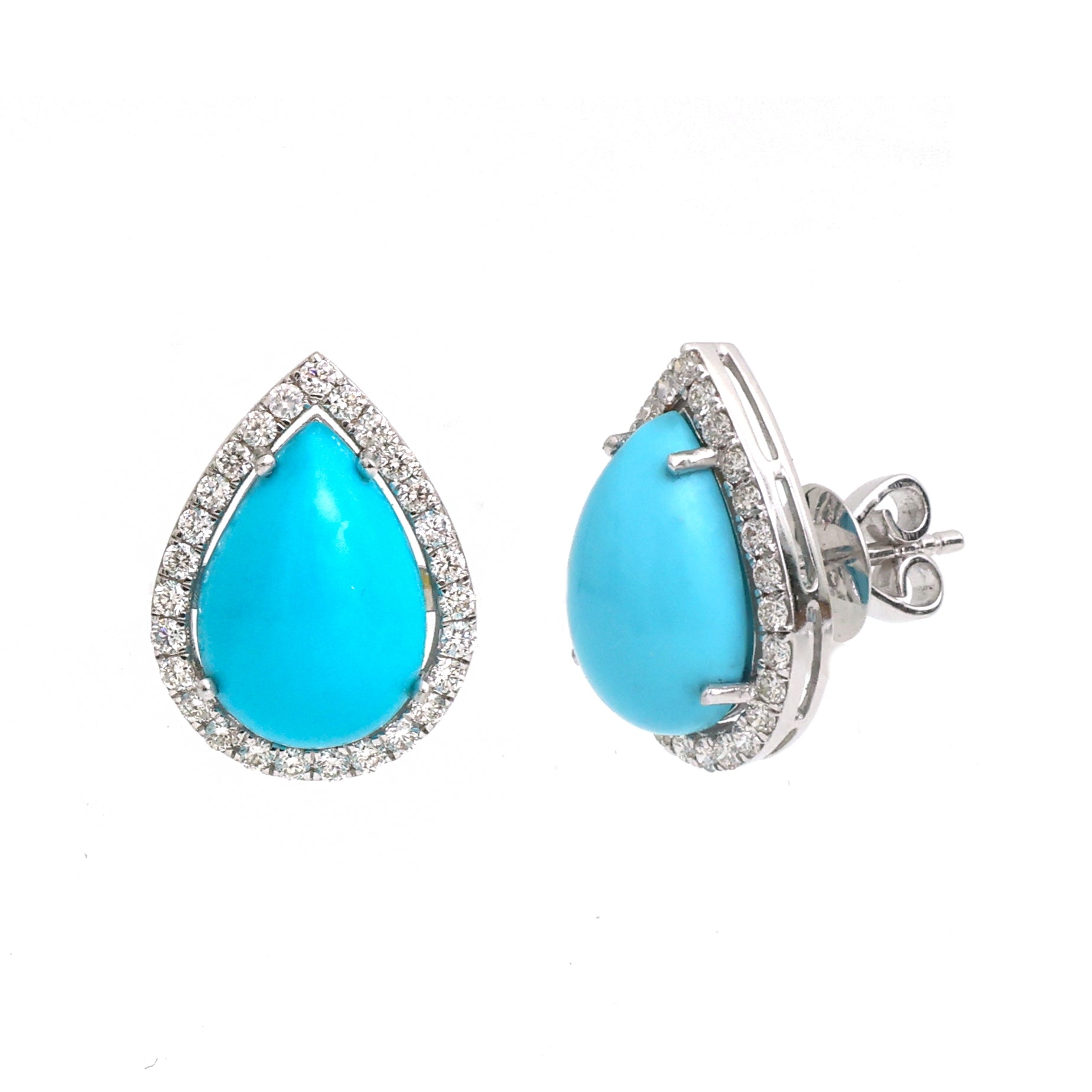 JPERG-3510/9421 Turquoise Diamond Earring | 14K