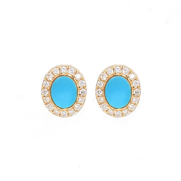 JPERG-3512/9443 Turquoise Diamond Earring | 14K
