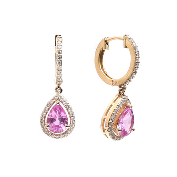 JPERG-351/2022 Pink Sapphire Hoops  Earring | 18K
