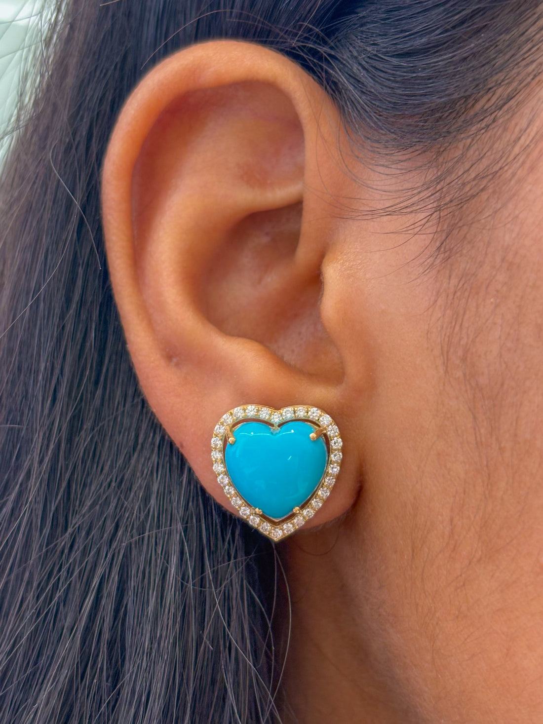 JPERG-3524/9455 Turquoise Diamond Earring | 14K