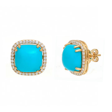 JPERG-3525/9456 Turquoise Diamond Earring | 14K