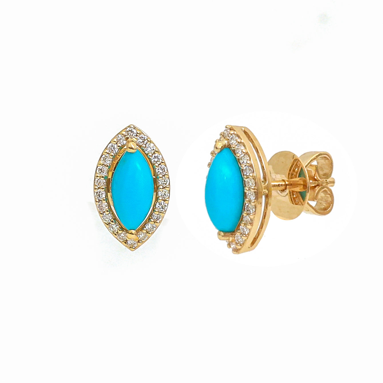 JPERG-3526/9457 Turquoise Diamond Earring | 14K