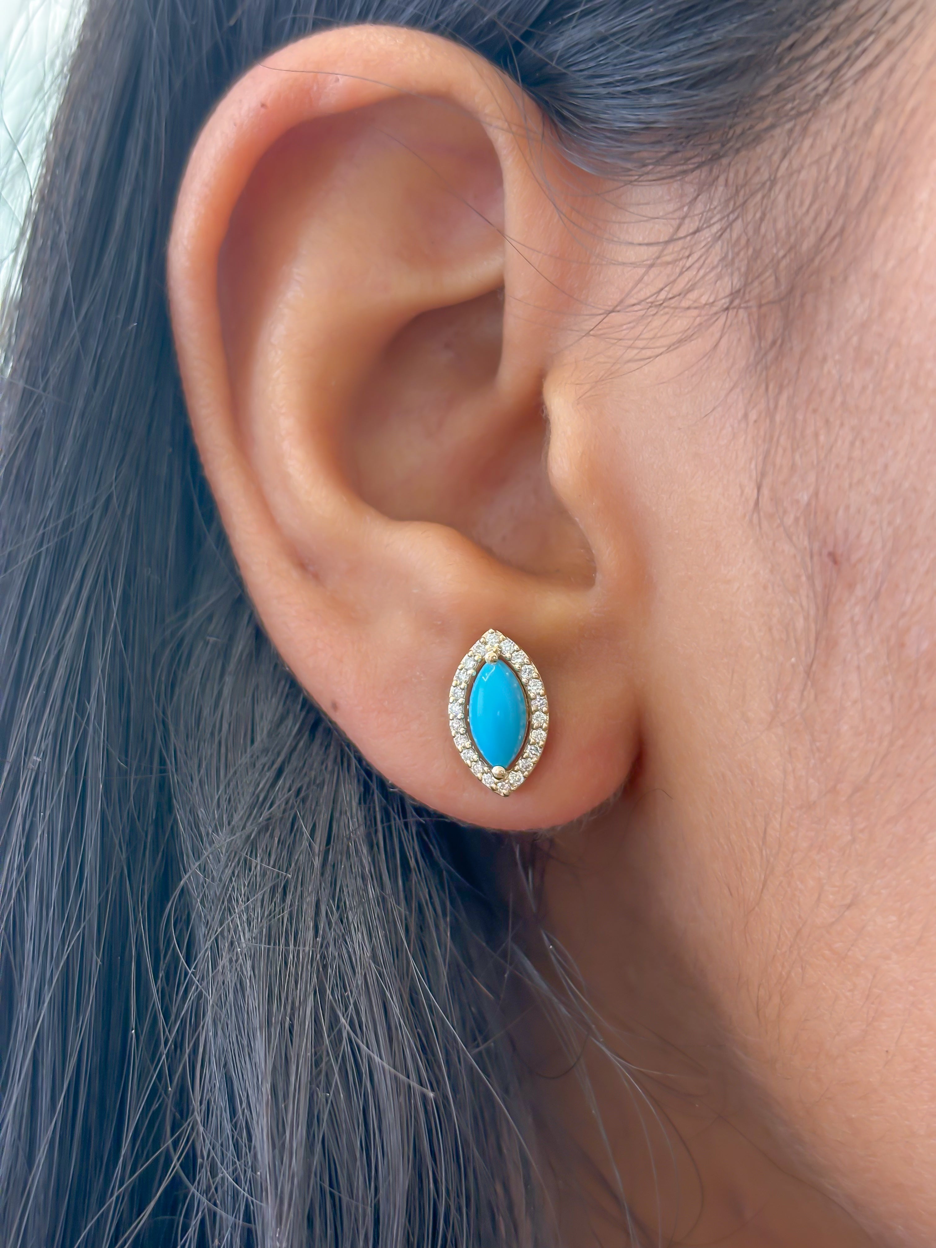 JPERG-3527/9458 Turquoise Diamond Earring | 14K