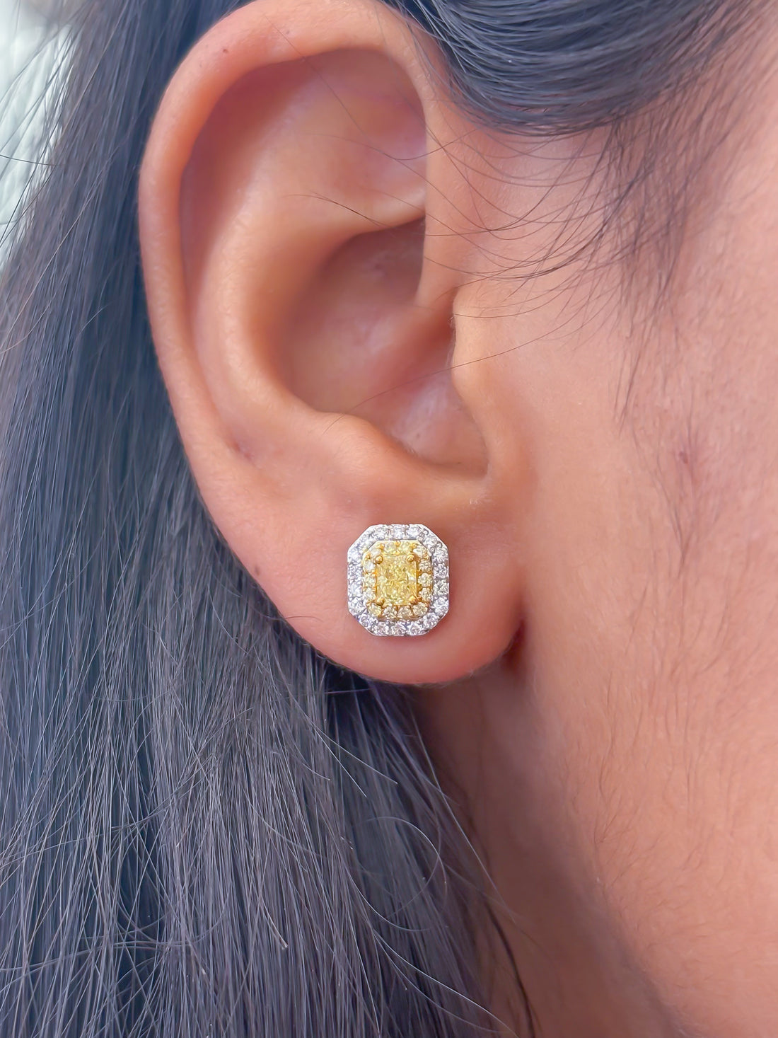 JPERG-3533/9476 Yellow Diamond Diamond Earring | 18K