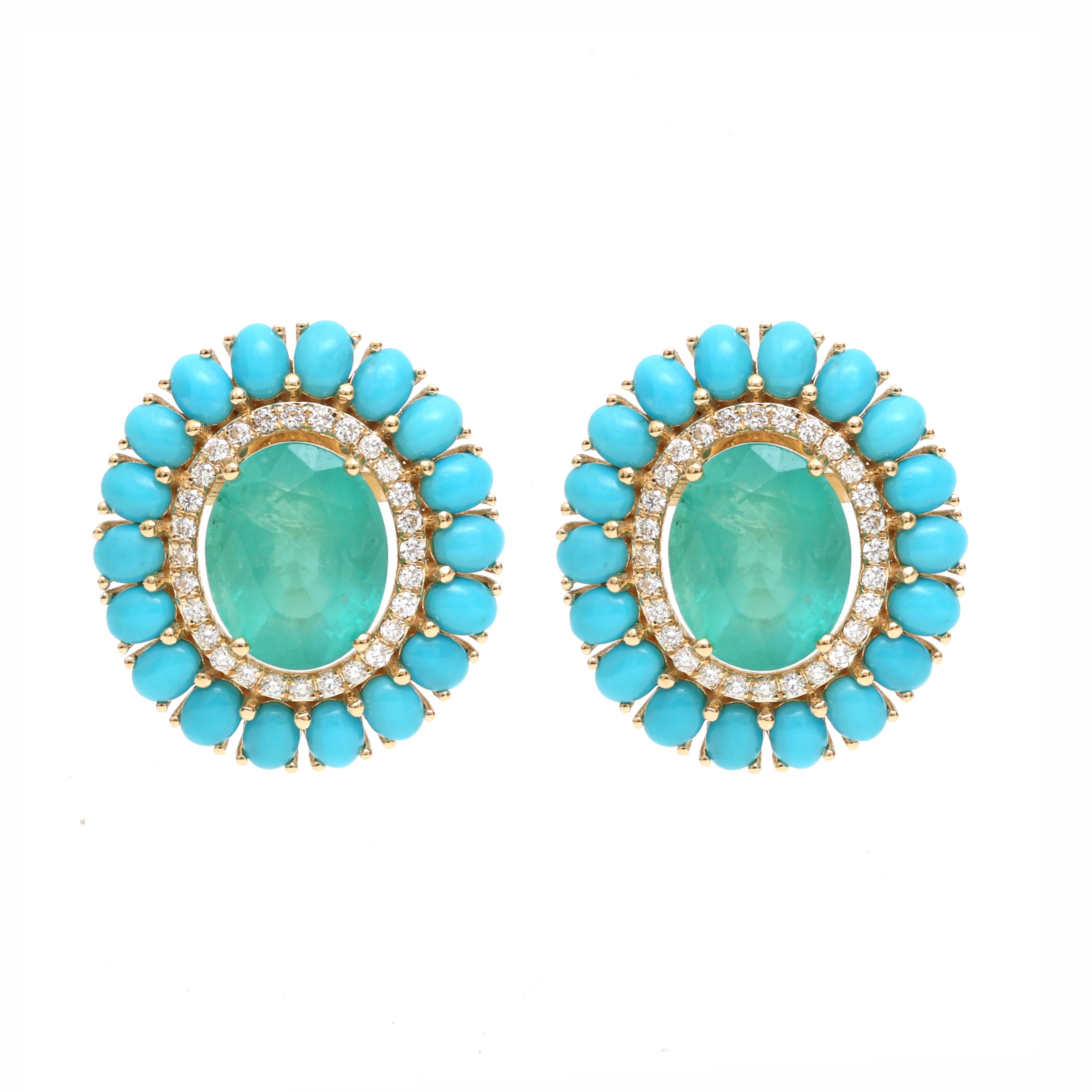JPERG-3535/9506 Emerald Turquoise Diamond Earring | 18K