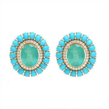 JPERG-3535/9506 Emerald Turquoise Diamond Earring | 18K
