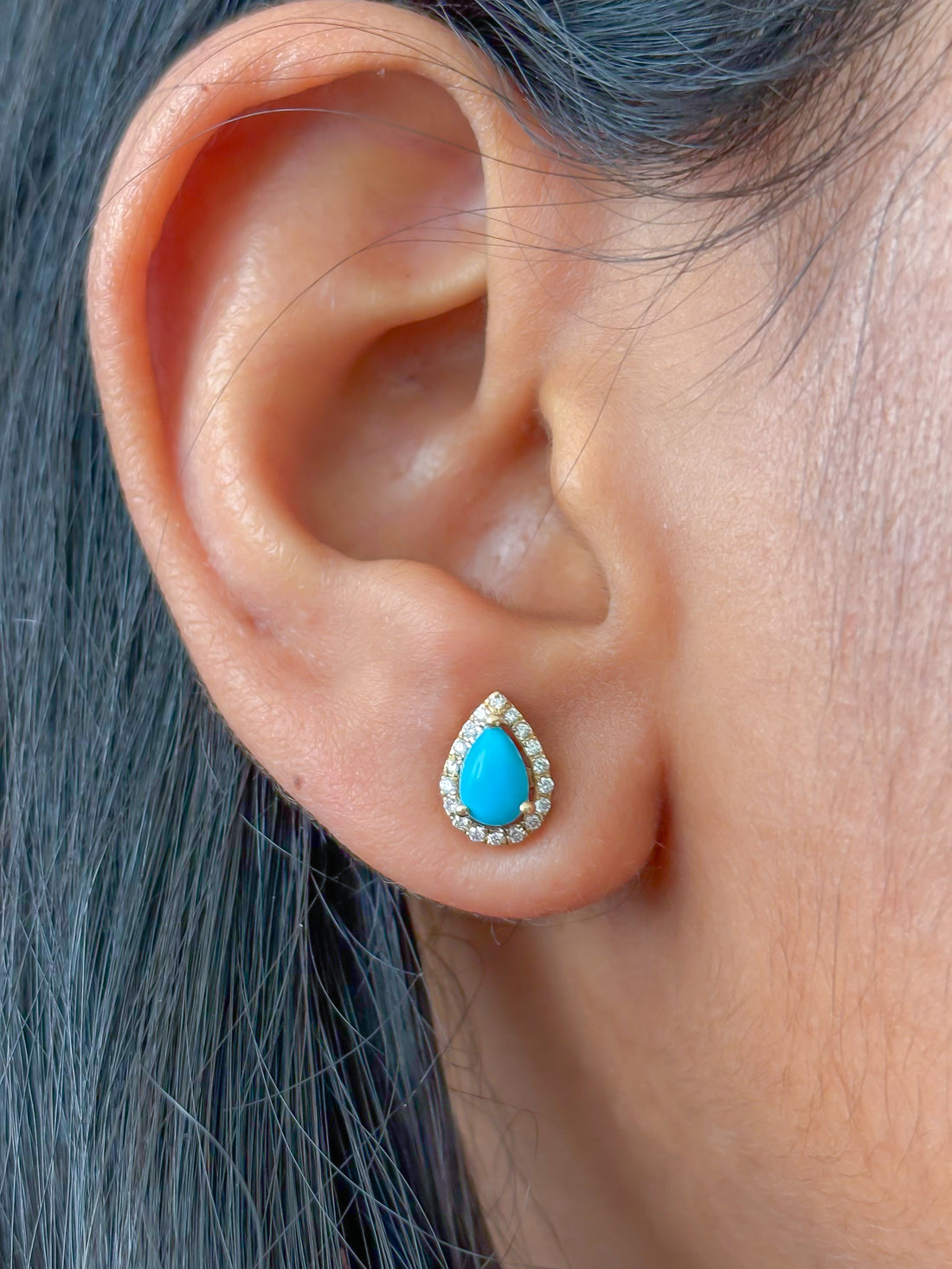 JPERG-3542/9545 Turquoise Diamond Earring | 14K