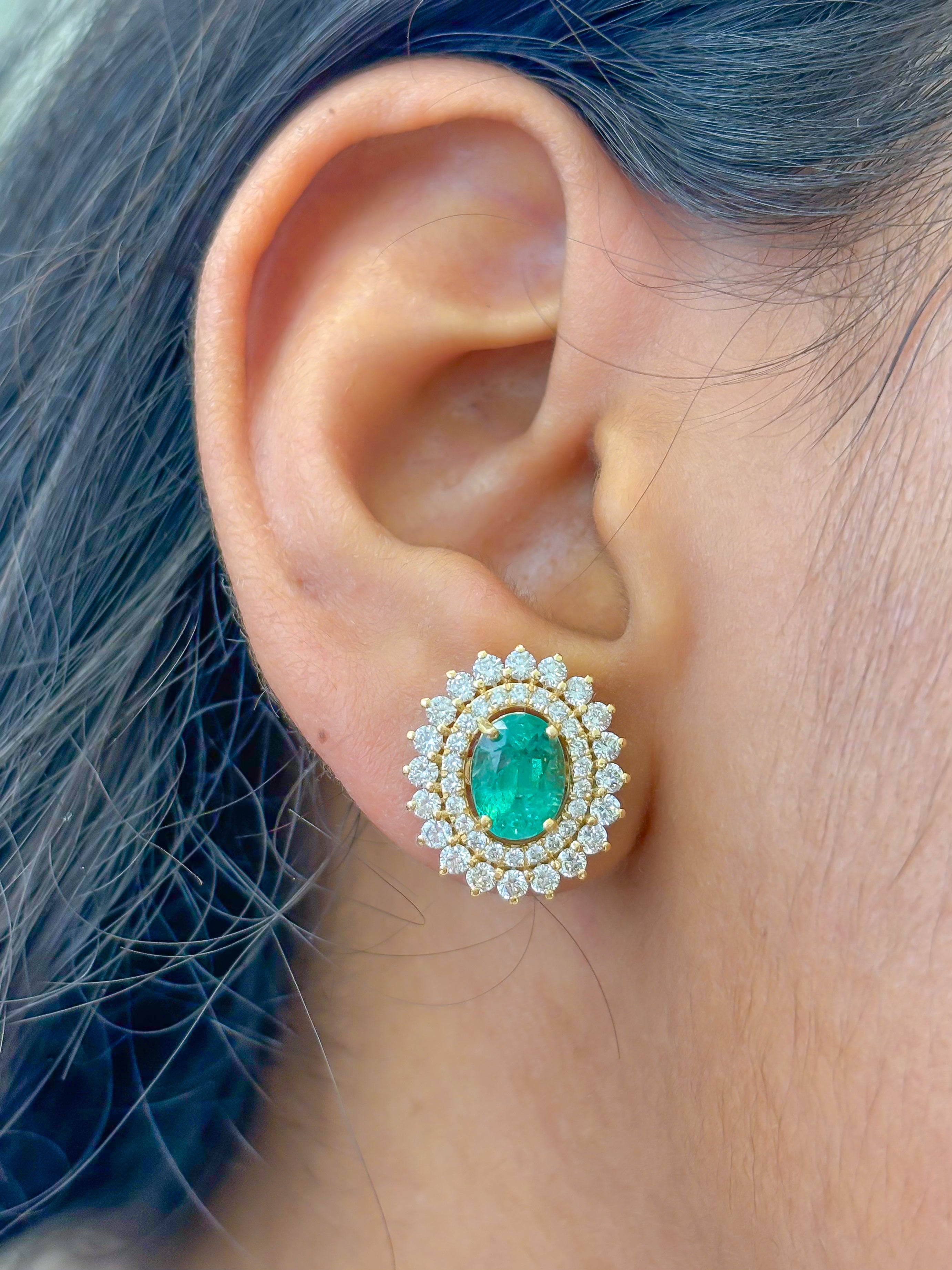 JPERG-3544/9547 Emerald Diamond Earring | 18K