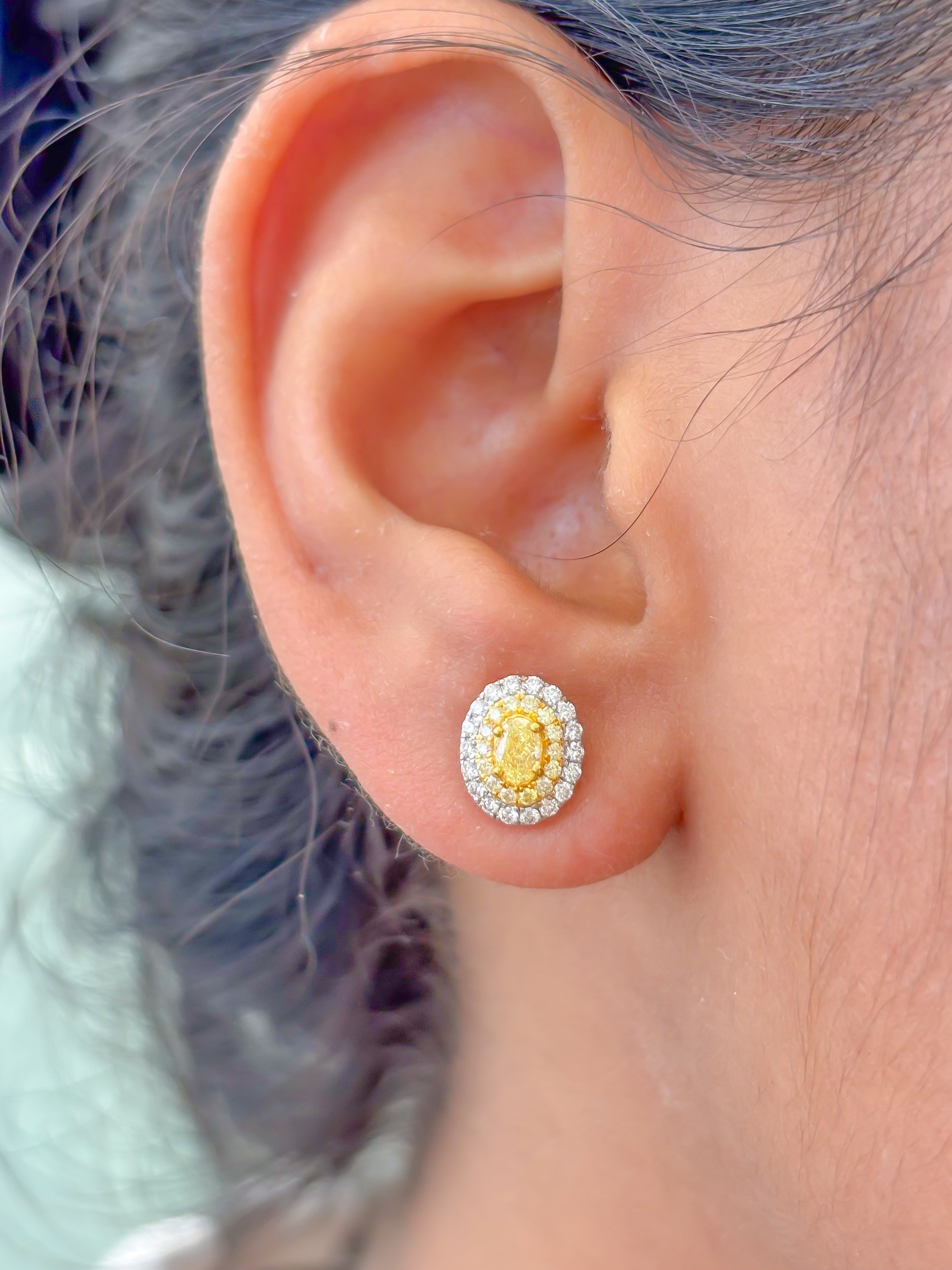 JPERG-3563/9626 Yellow Diamond Diamond Earring | 18K