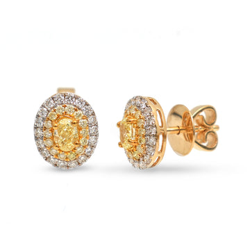 JPERG-3563/9626 Yellow Diamond Diamond Earring | 18K