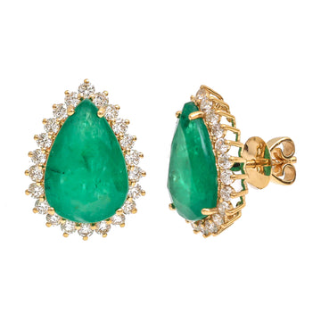 JPERG-3564/9627 Emerald Diamond Earring | 18K