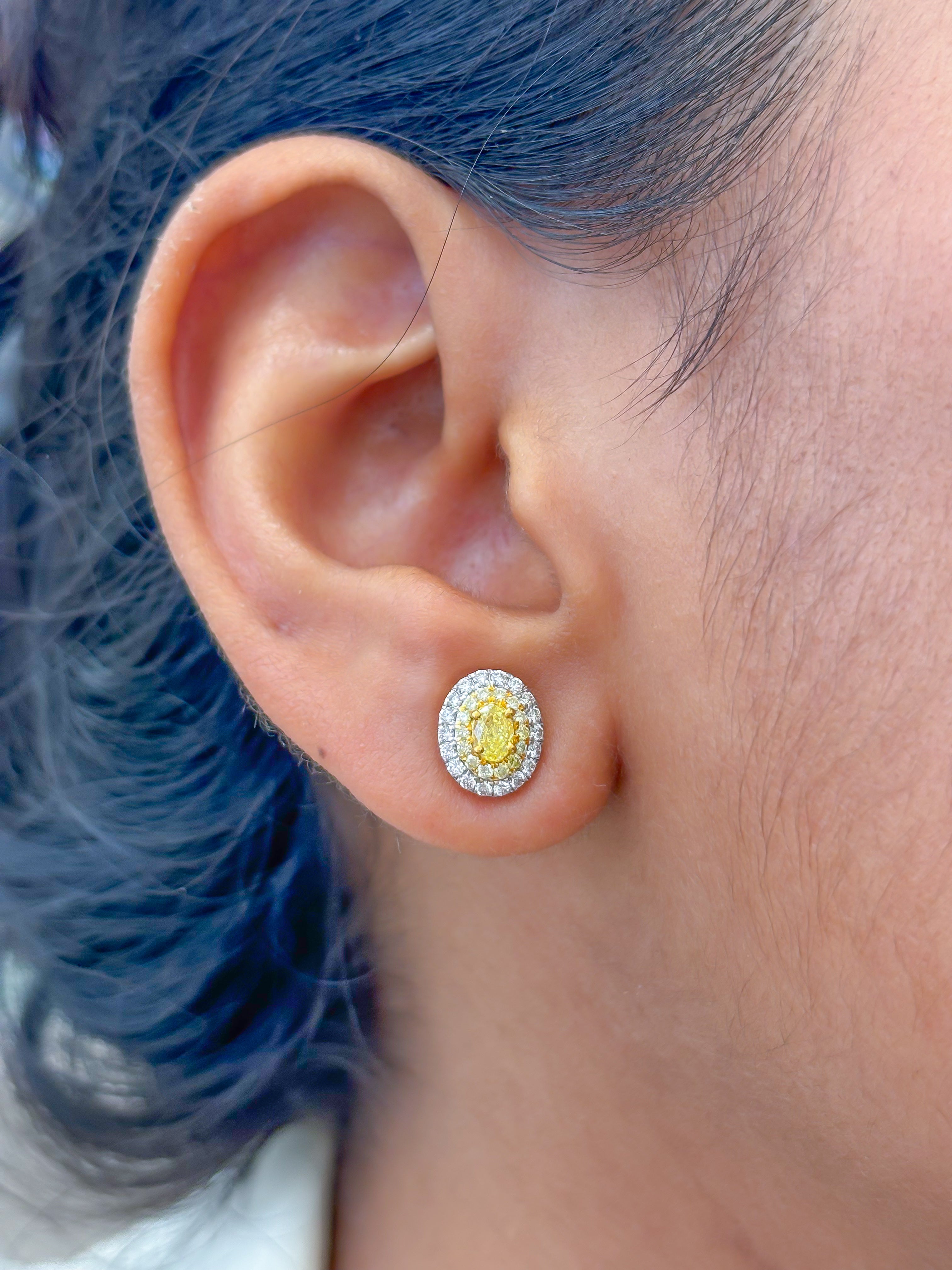 JPERG-3568/9654 Yellow Diamond Diamond Earring | 18K
