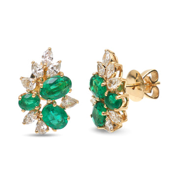 JPERG-3569/9655 Emerald Diamond Earring | 18K