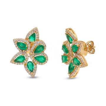 JPERG-3571/9657 Emerald Diamond Earring | 18K