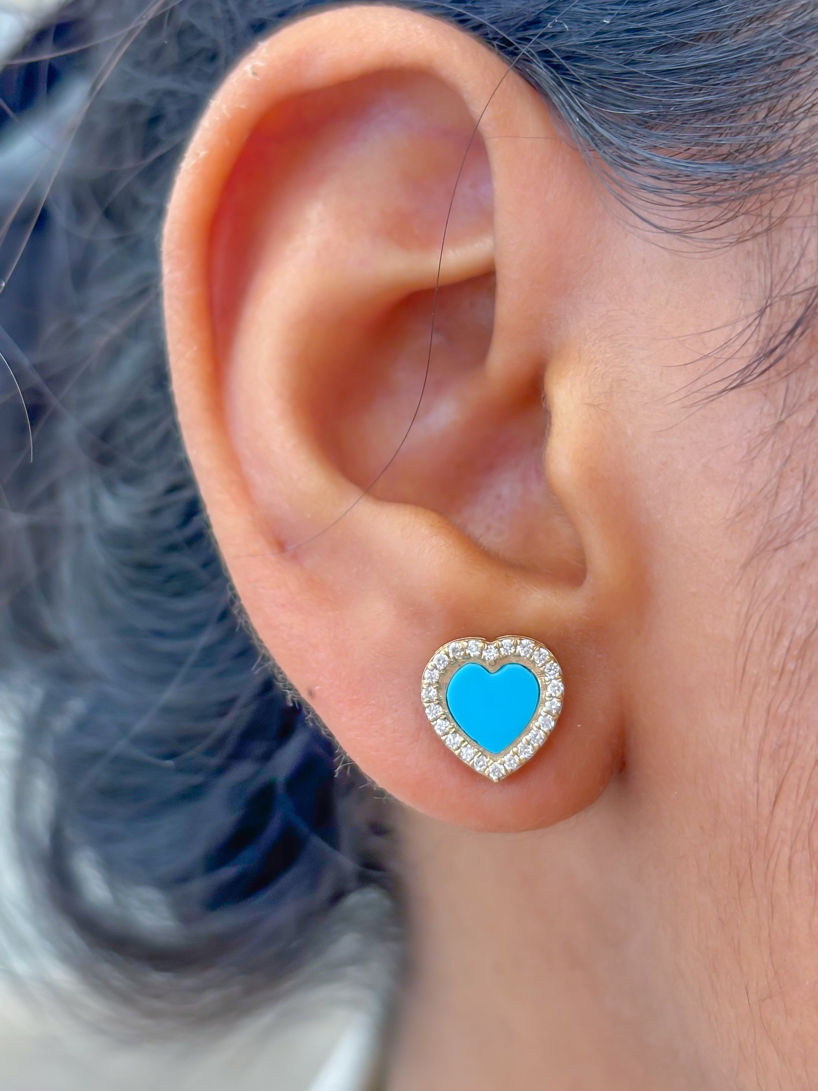 JPERG-3576/9691 Turquoise Diamond Earring | 14K