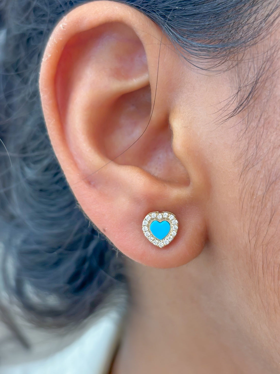JPERG-3580/9695 Turquoise Diamond Earring | 14K