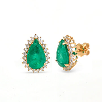 JPERG-3583/9720 Emerald Diamond Earring | 18K