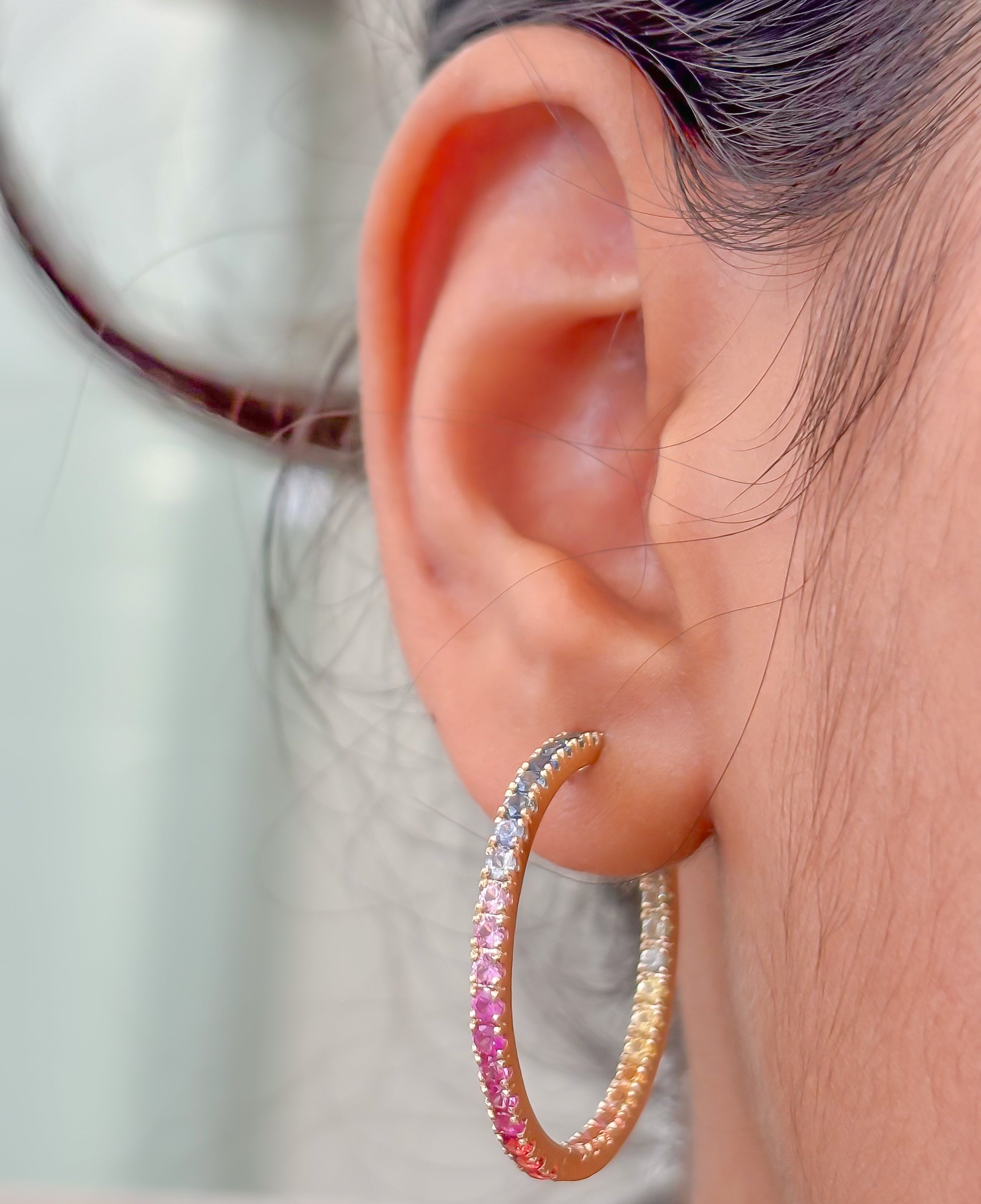 JPERG-3585/9739 Rainbow Sapphire Earring | 14K