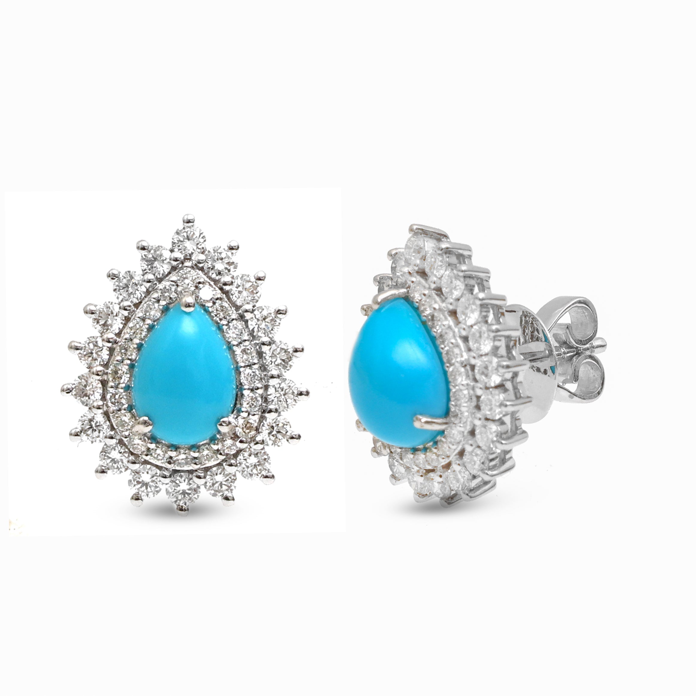 JPERG-3586/9790 Turquoise Diamond Earring | 14K