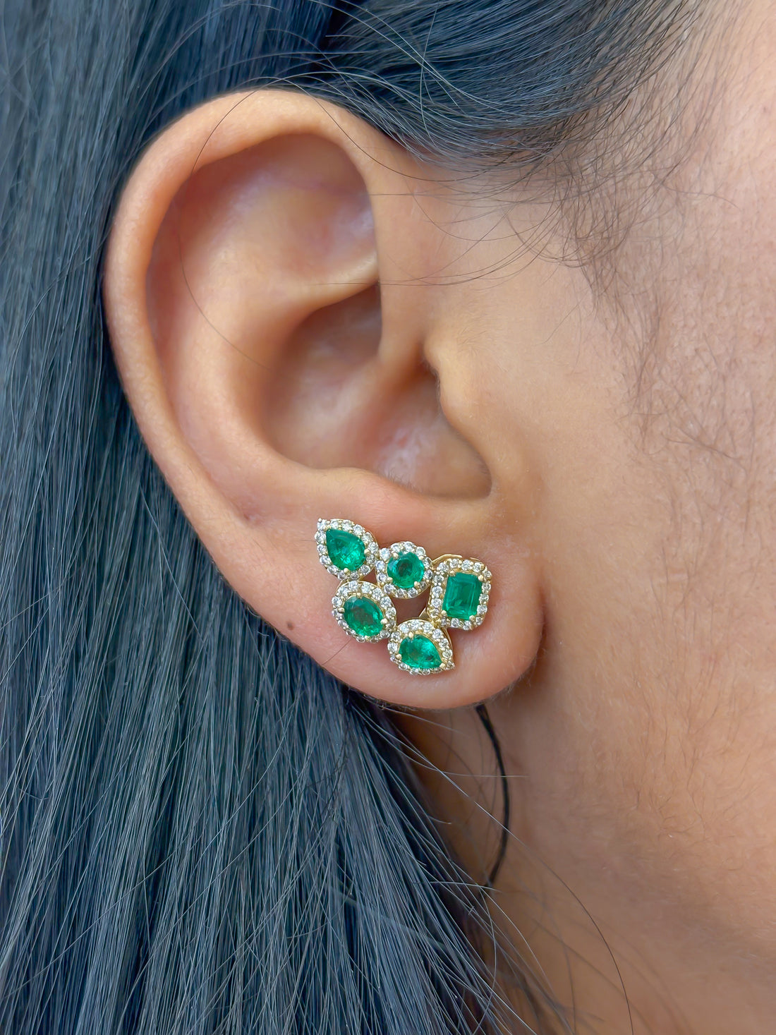 JPERG-3590/9794 Emerald Diamond Earring | 18K