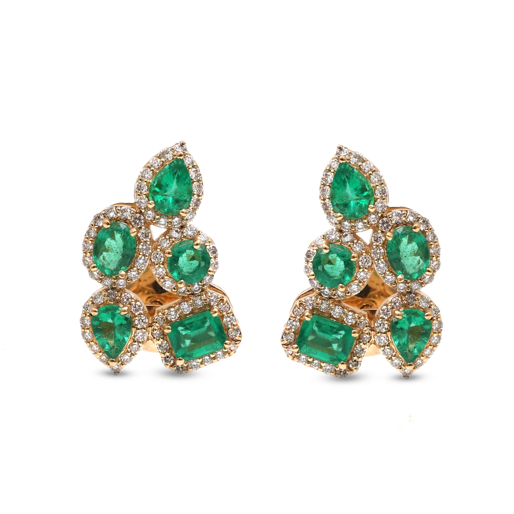 JPERG-3590/9794 Emerald Diamond Earring | 18K
